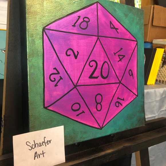 Color Shifting Dungeon and Dragon Dice 20 - Gamer Wall Decor - Fun Art - Picture 3 of 3